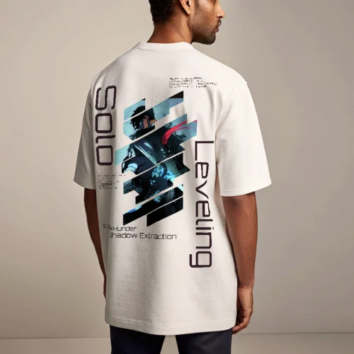 Solo-Leveling Back Print ,Glow White, Over-size