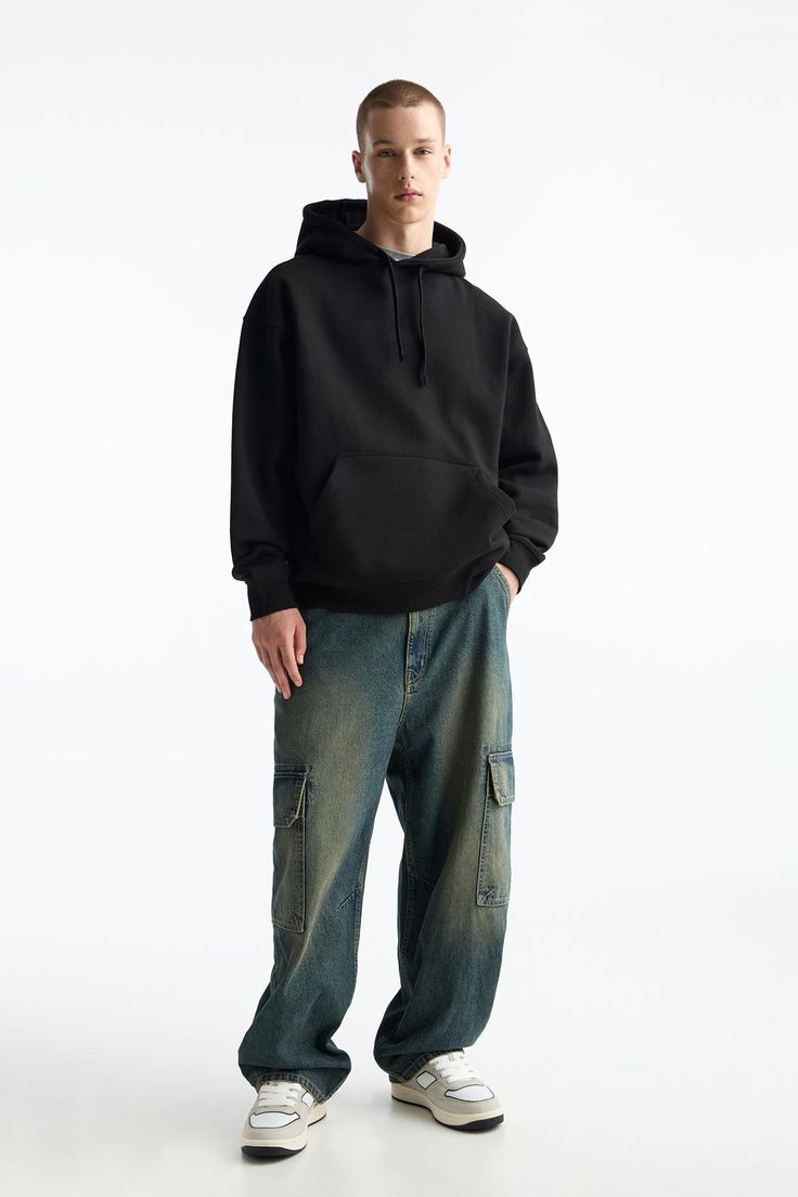 430 GSM Heavyweight Hoodie – Bold Boxy Fit for Men | Lavin Lase 1 Lavin Lase black 430 GSM heavyweight oversized hoodie for men