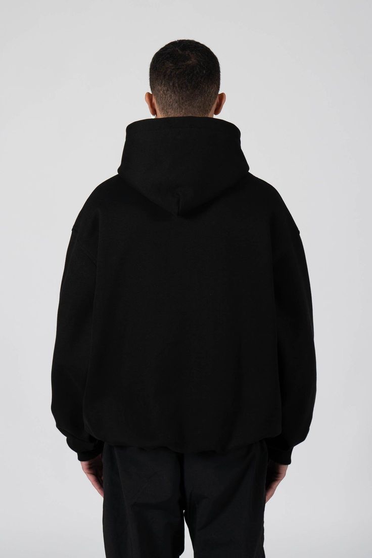 430 GSM Heavyweight Hoodie – Bold Boxy Fit for Men | Lavin Lase 5 Back view of black oversized boxy fit hoodie by Lavin Lase