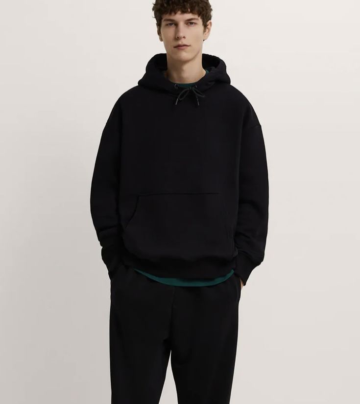 430 GSM Heavyweight Hoodie – Bold Boxy Fit for Men | Lavin Lase 4 Men's black heavyweight oversized hoodie styled by Lavin Lase