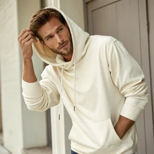 Men's Cotton Brushed Loopknit Hoodie Off-white | Cream