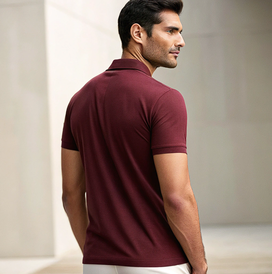 Honeycomb Texture Polo Maroon - Image 2